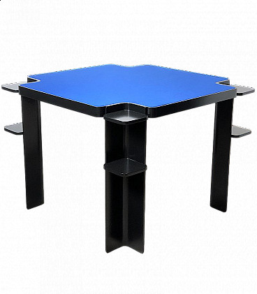 Ash game table with blue cloth top by Cini & Nils, 1970s