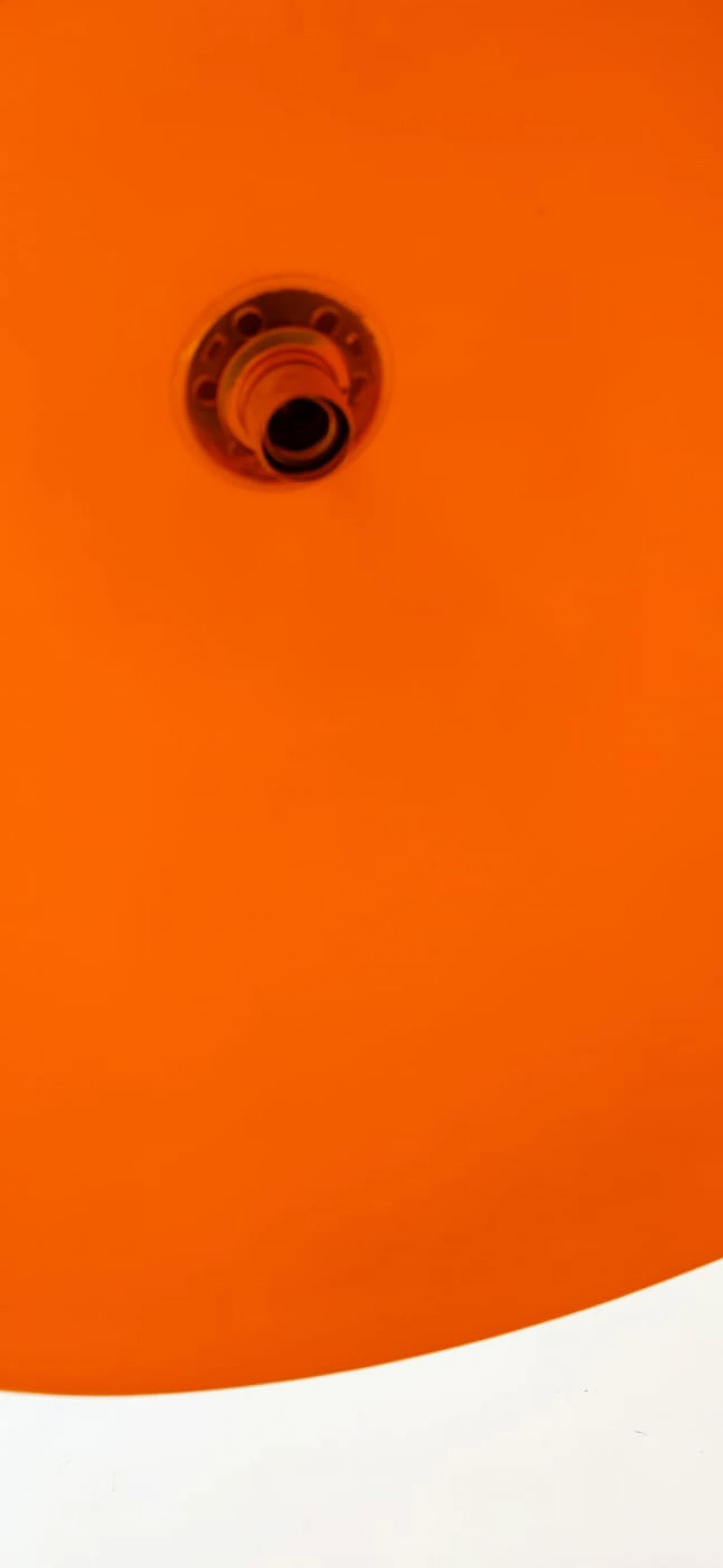 Orange polycarbonate and brass hanging lamp, 1960s 3