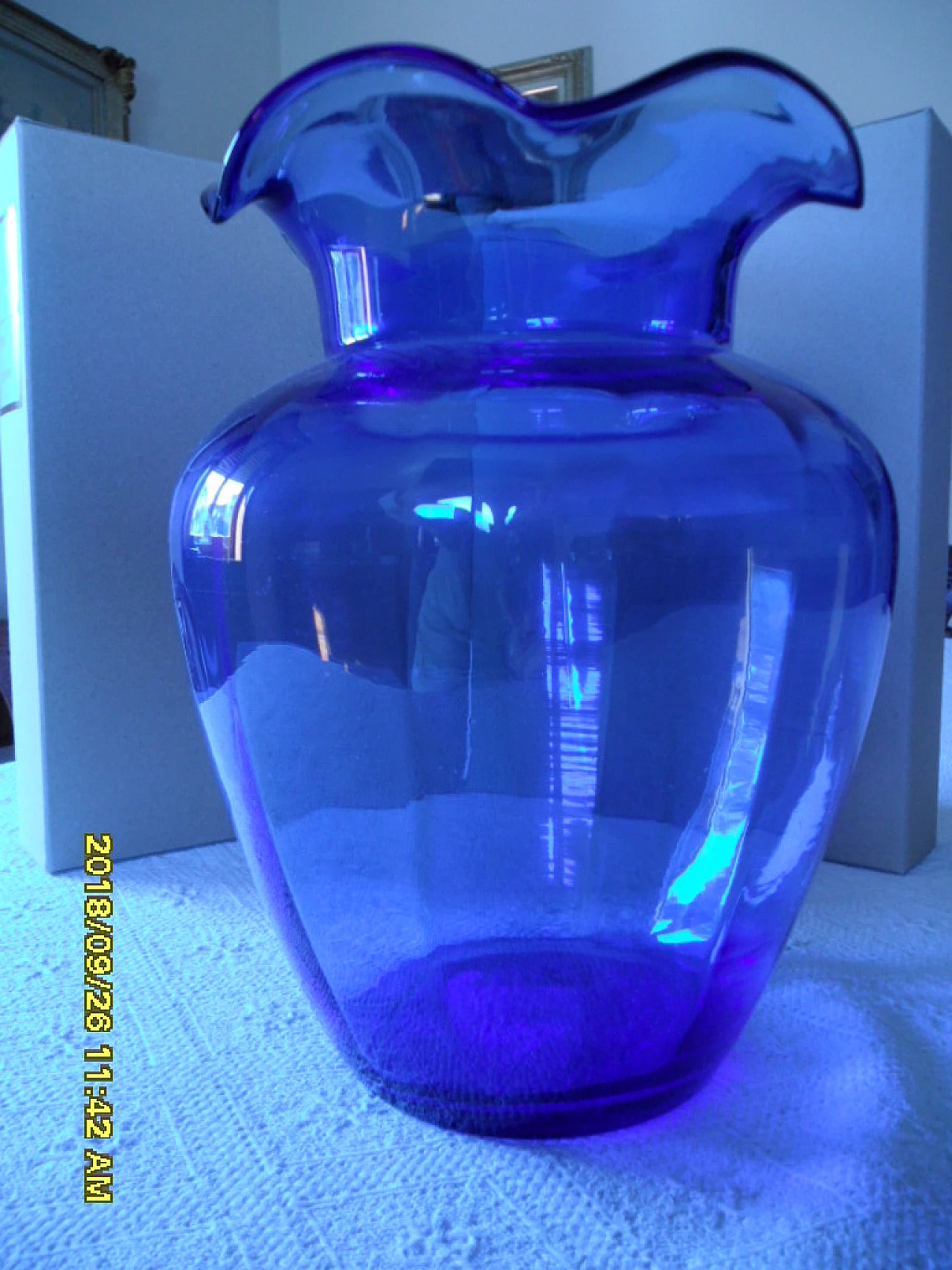 Cobalt blue glass vase, 1980s 4