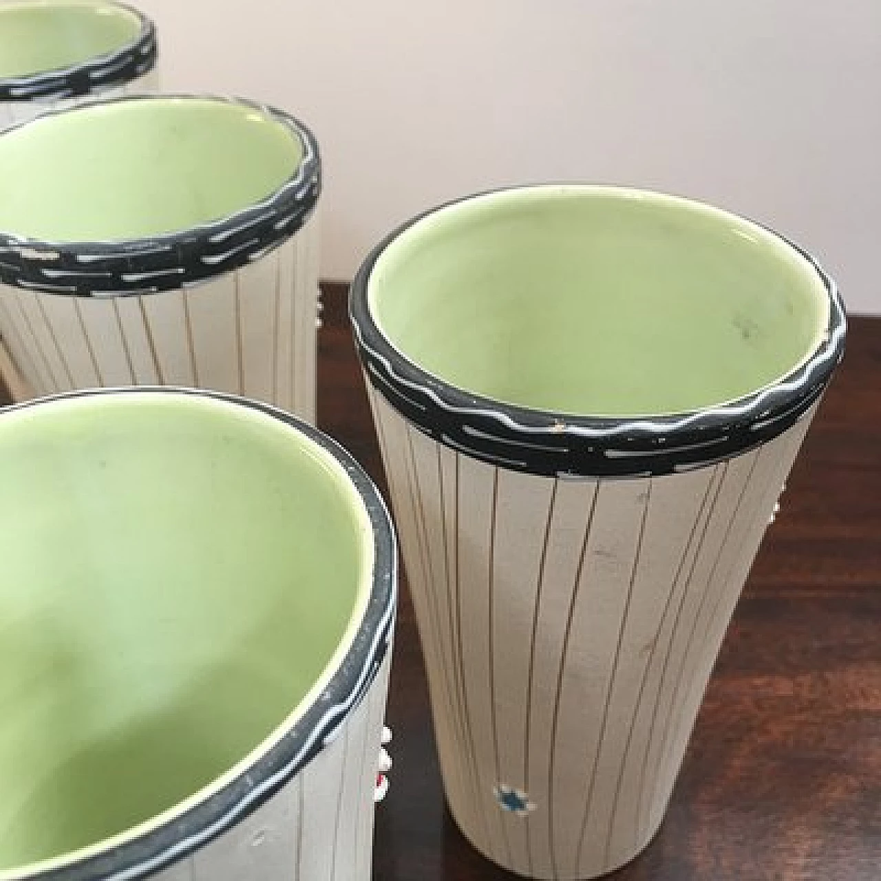 6 Bicchieri in ceramica dipinta di Cama Deruta, anni '50 10