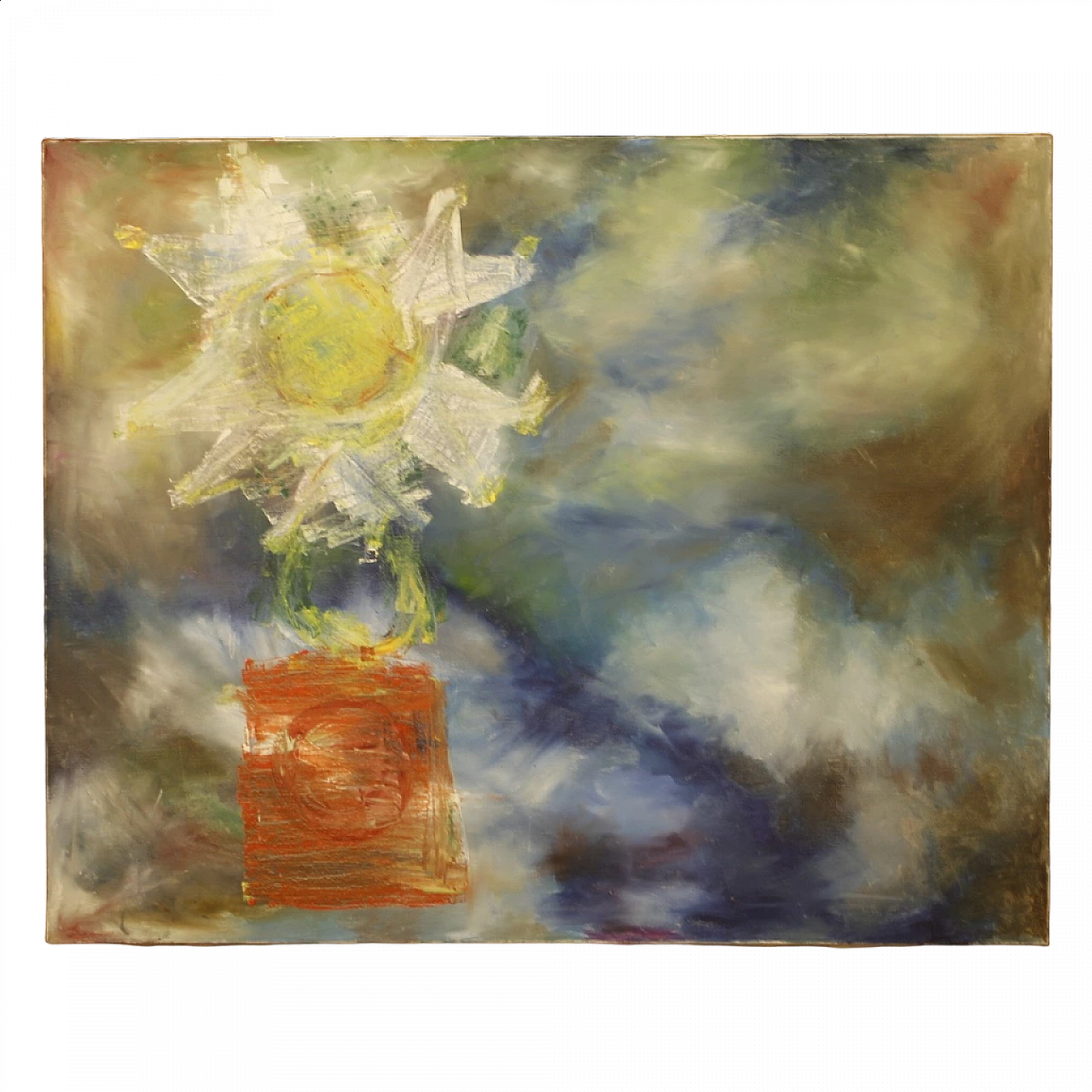 Dipinto olandese astratto, tecnica mista su tela, anni '90 16