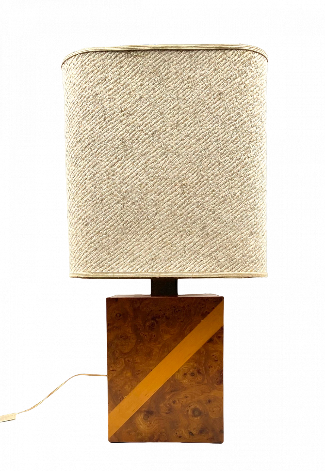 Hollywood Regency table lamp in cubic wood and brass, 1970s 22