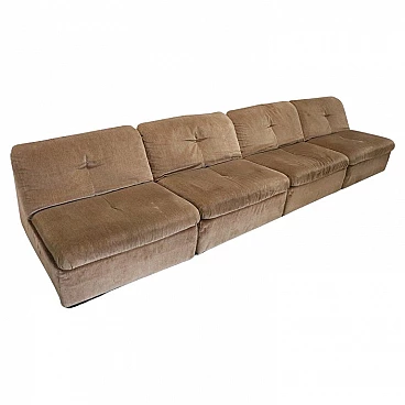 Brown velvet modular sofa by Busnelli, 1970s
