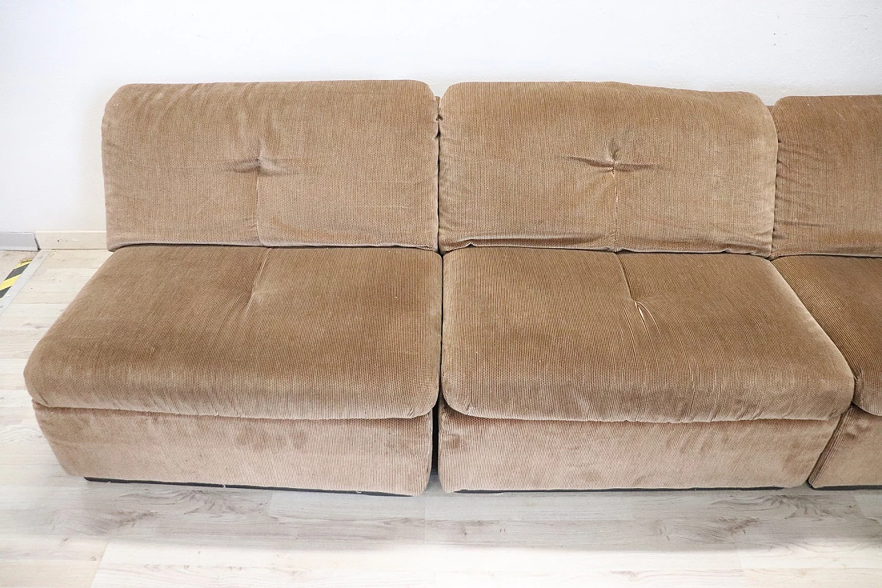 Brown velvet modular sofa by Busnelli, 1970s 3