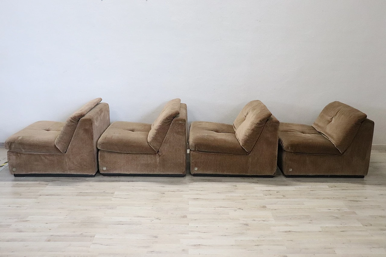Brown velvet modular sofa by Busnelli, 1970s 10
