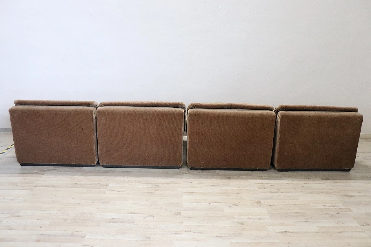 Brown velvet modular sofa by Busnelli, 1970s 15