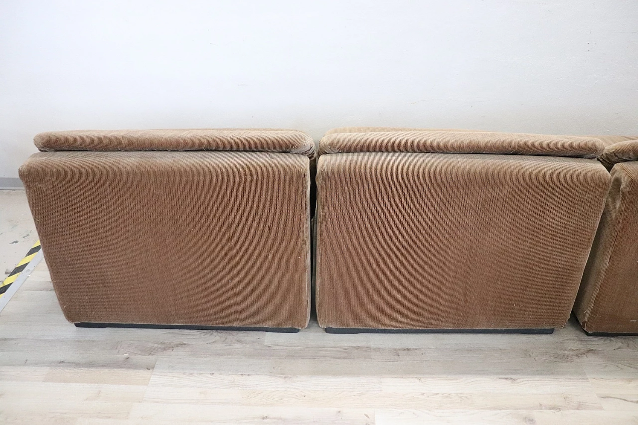 Brown velvet modular sofa by Busnelli, 1970s 16
