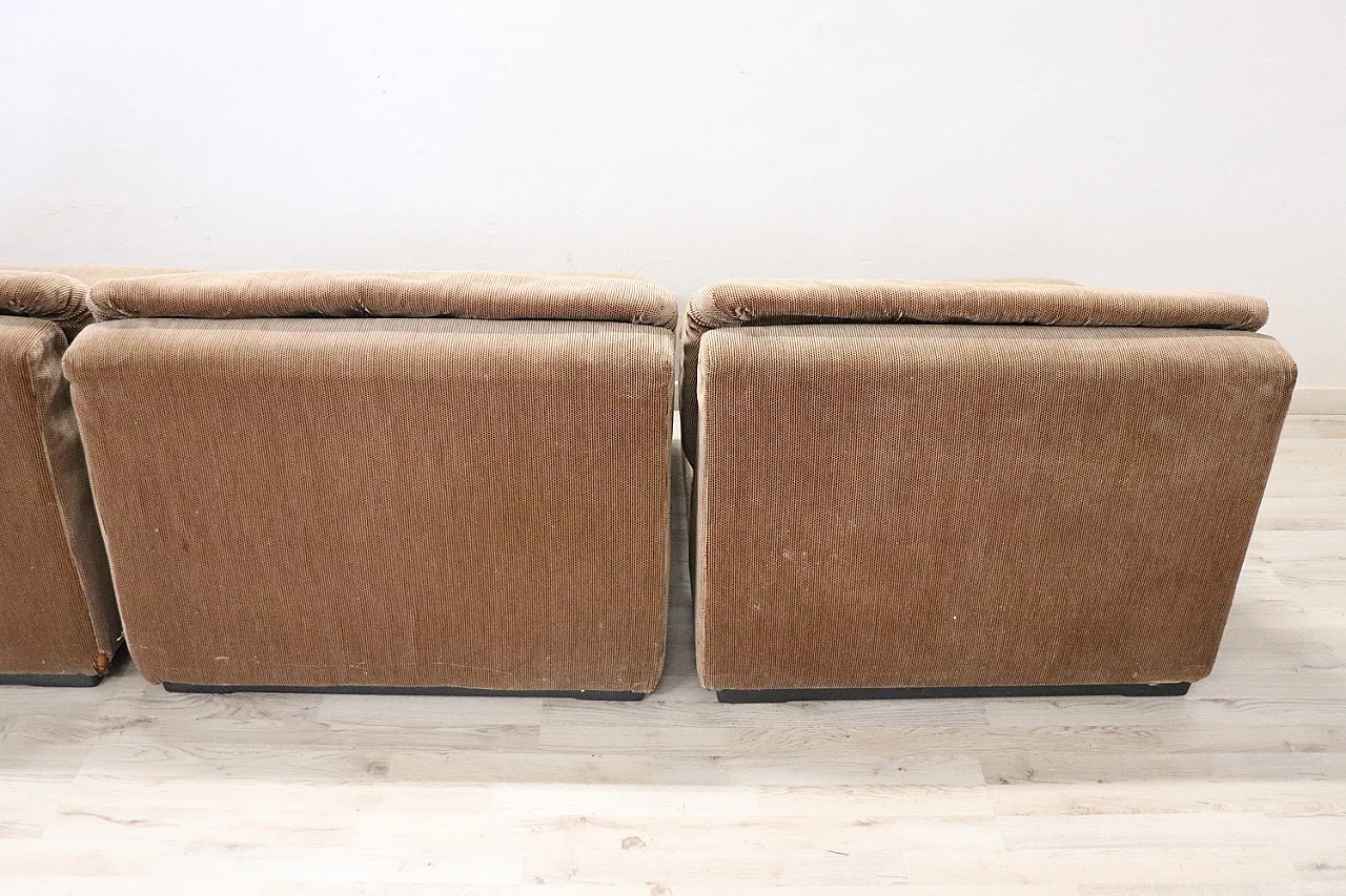 Brown velvet modular sofa by Busnelli, 1970s 17