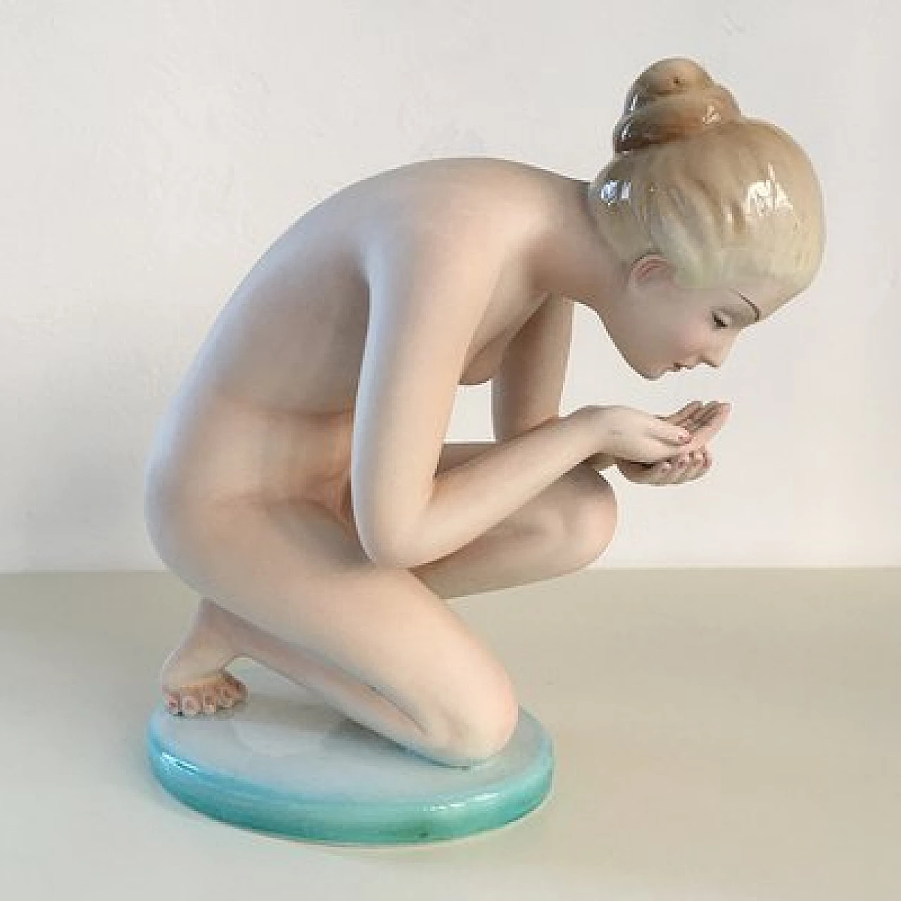 Porcelain sculpture of a woman by Ronzan, 1950s 1