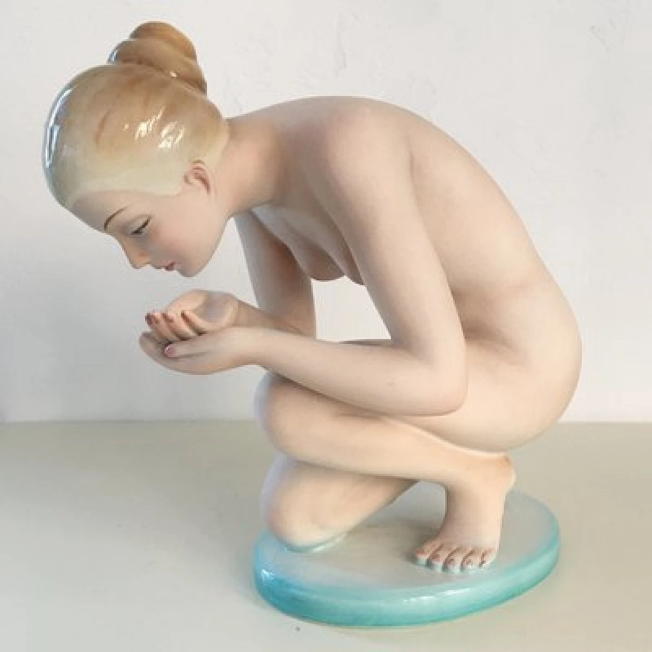Porcelain sculpture of a woman by Ronzan, 1950s 9