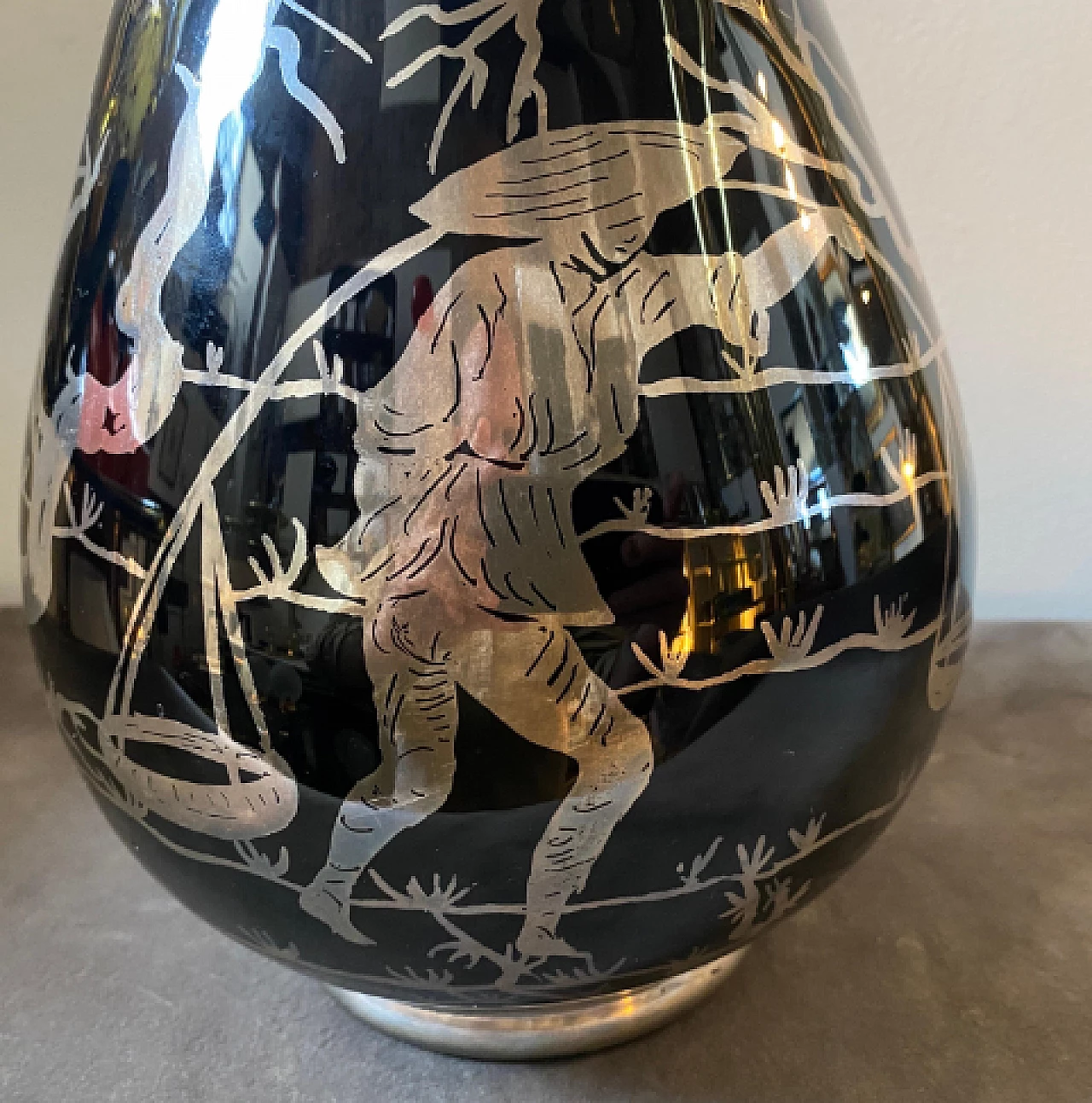 Vaso in vetro viola e argento sterling, anni '30 3