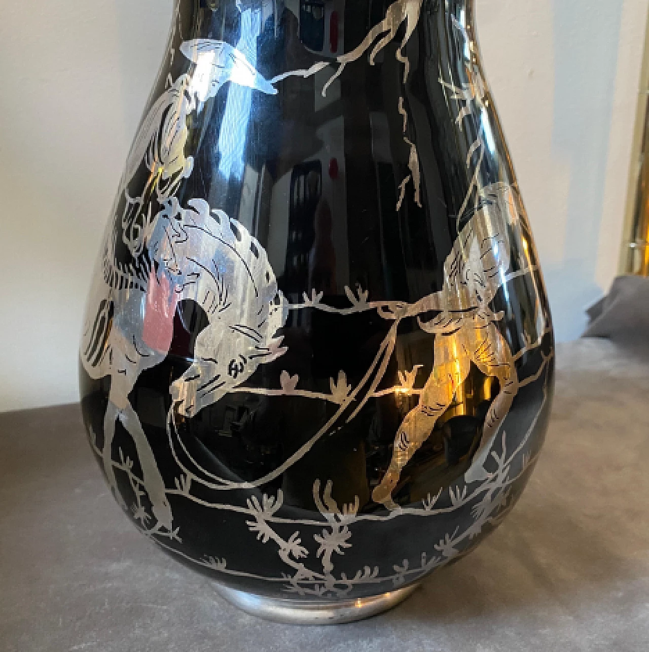 Vaso in vetro viola e argento sterling, anni '30 4