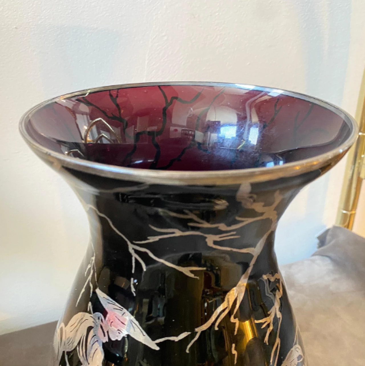 Vaso in vetro viola e argento sterling, anni '30 5