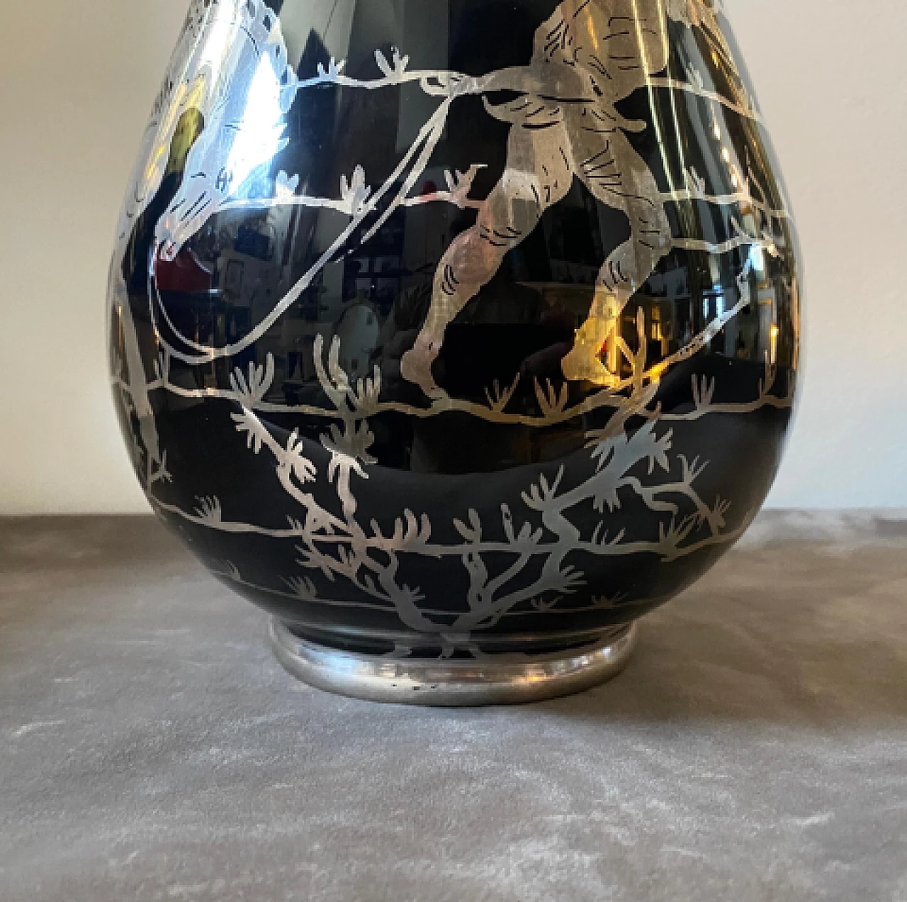 Vaso in vetro viola e argento sterling, anni '30 6