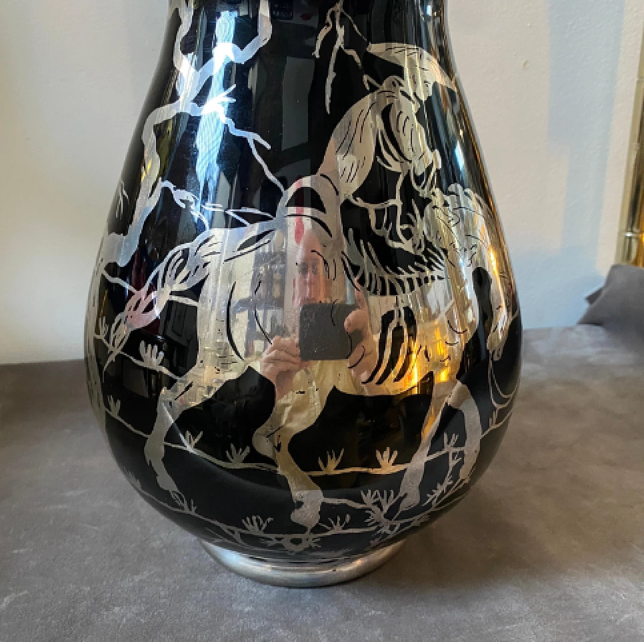 Vaso in vetro viola e argento sterling, anni '30 8