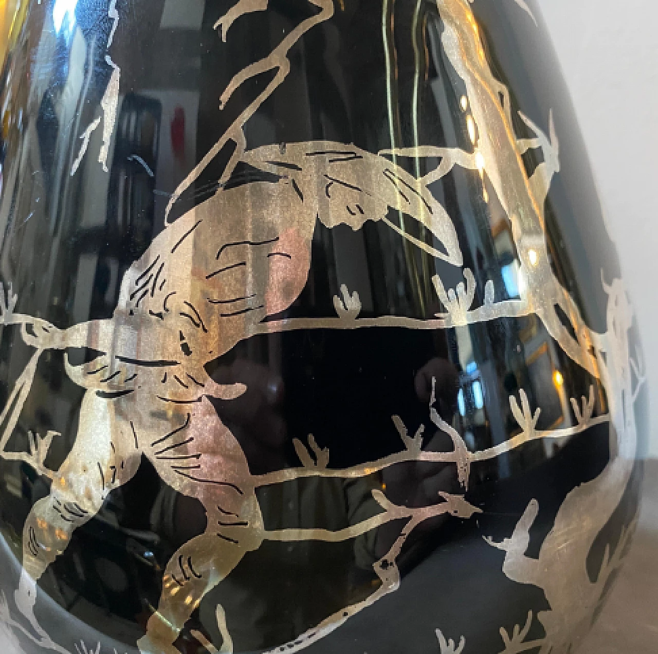 Vaso in vetro viola e argento sterling, anni '30 9