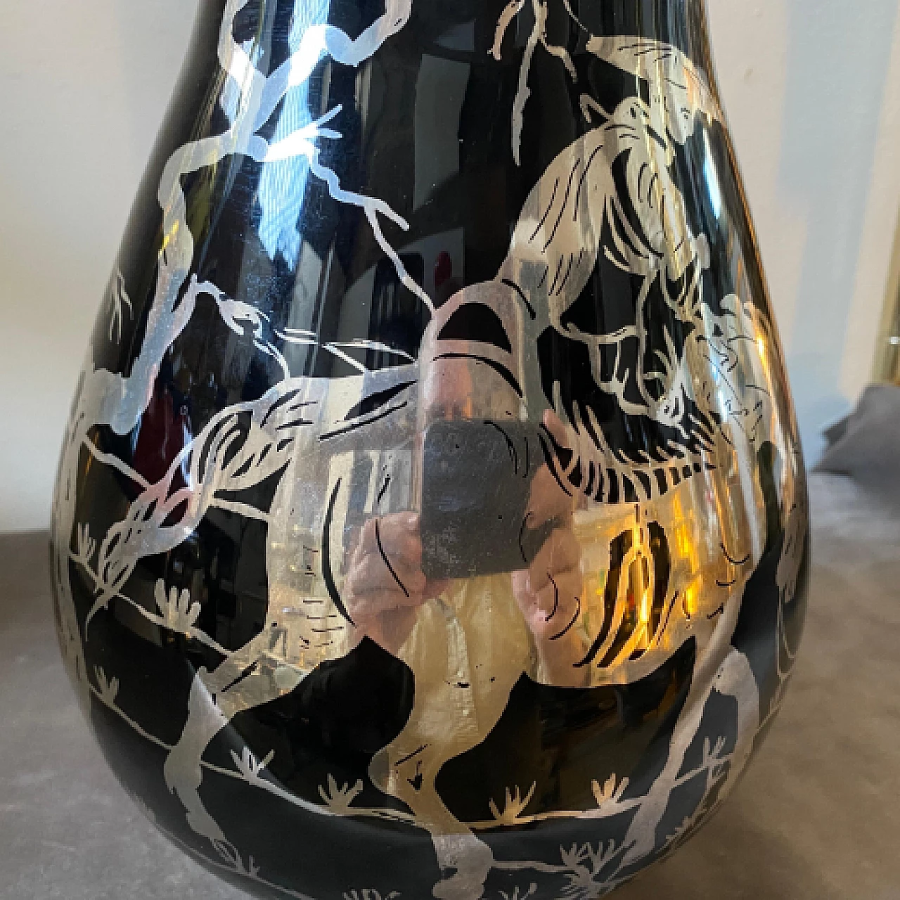 Vaso in vetro viola e argento sterling, anni '30 11