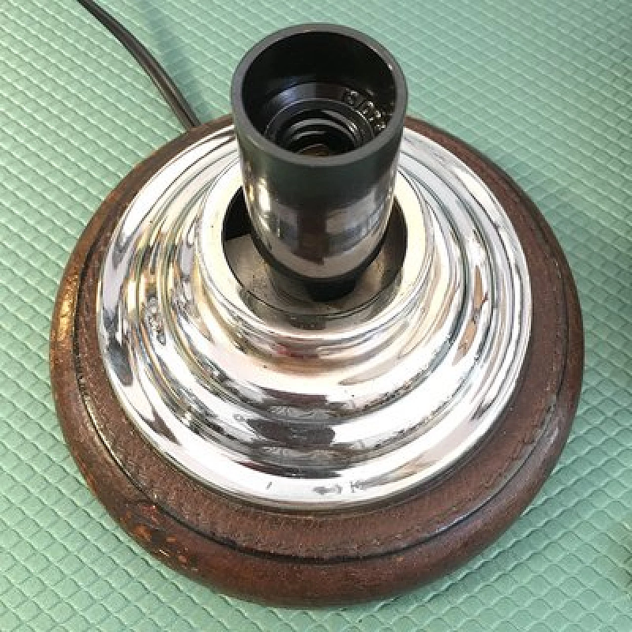 Lampada da tavolo Gucci in ottone cromato e pelle, anni '60 11