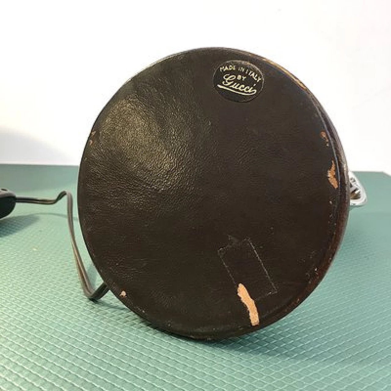 Lampada da tavolo Gucci in ottone cromato e pelle, anni '60 13