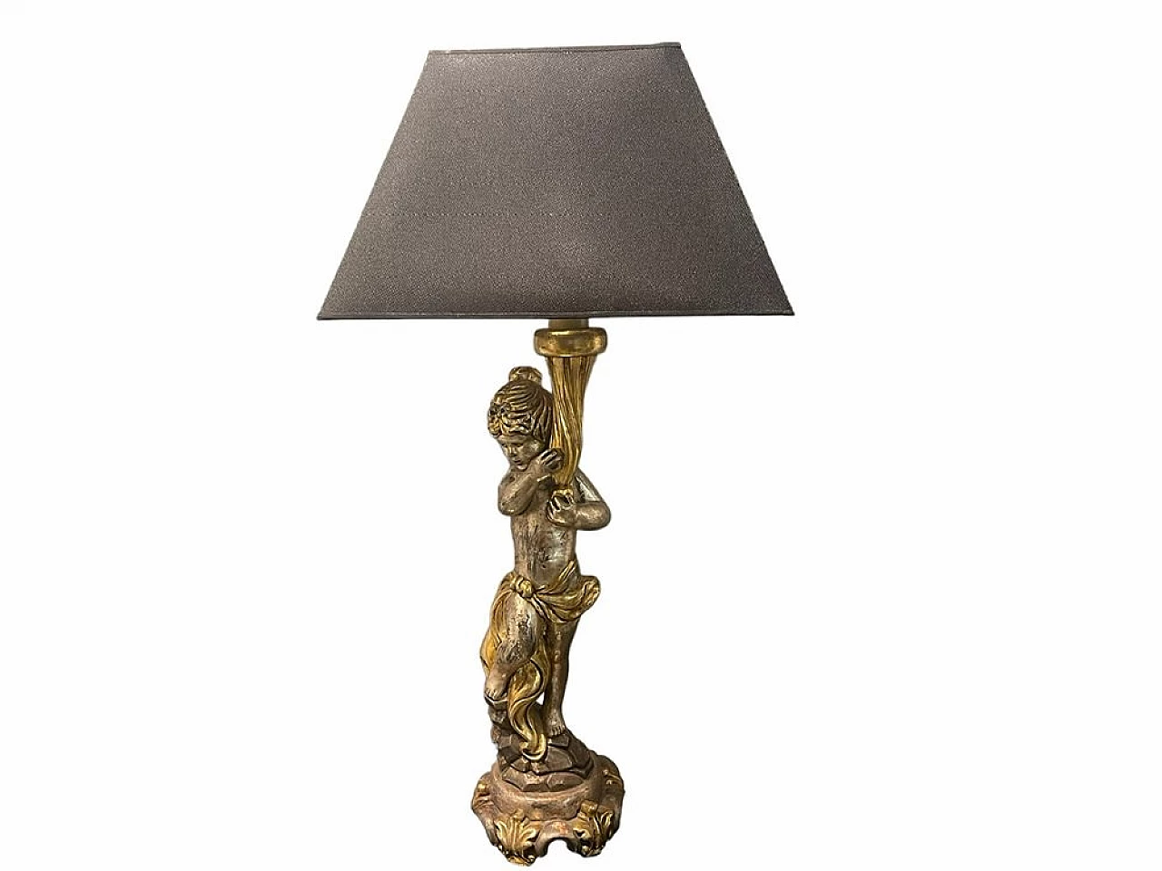 Lampada da tavolo con statua di Venere in legno, anni '60 1