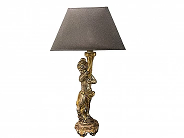 Lampada da tavolo con statua di Venere in legno, anni '60