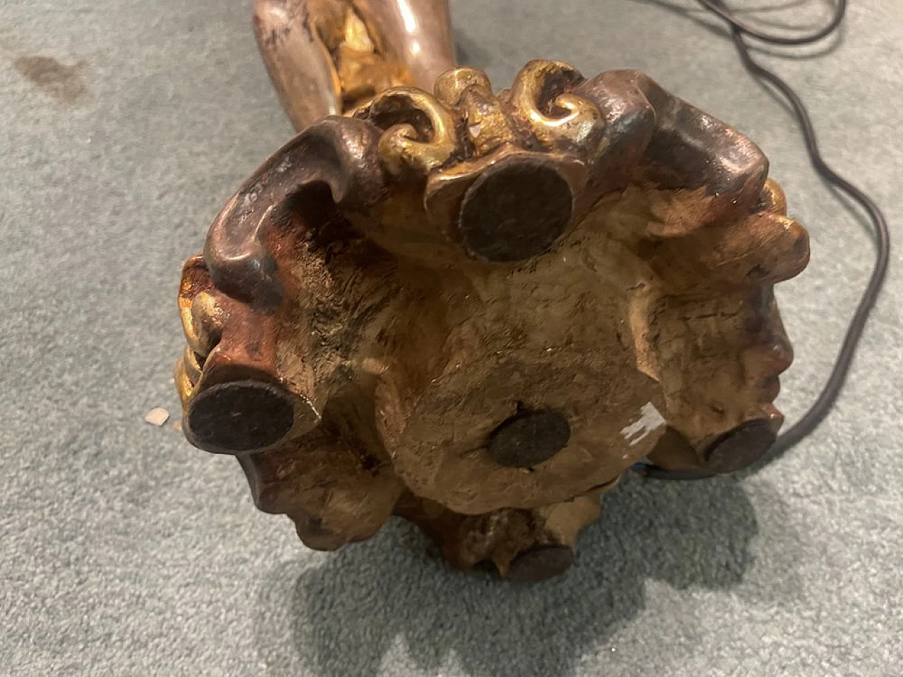 Lampada da tavolo con statua di Venere in legno, anni '60 3