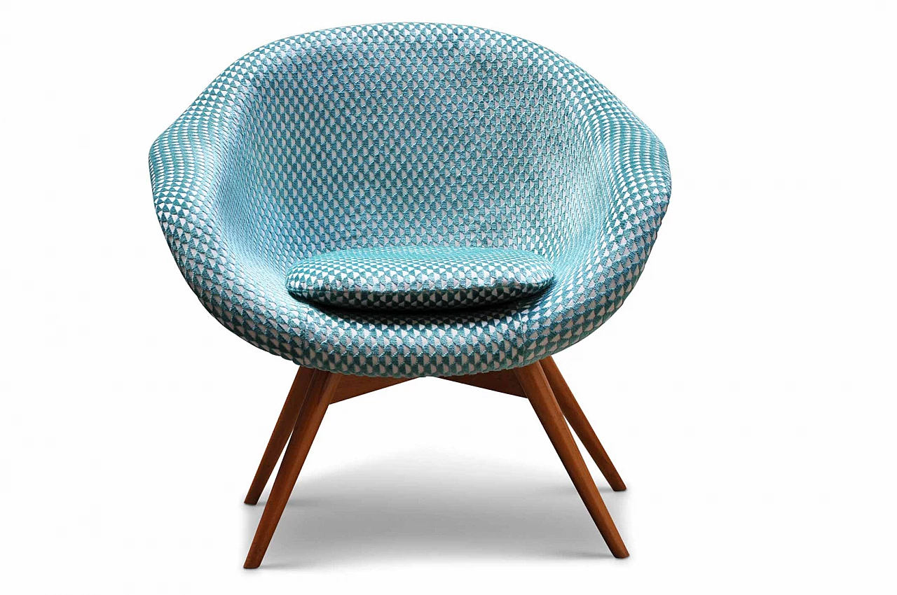 Scandinavian armchair with fibreglass shell frame and wooden legs, 1950s 3