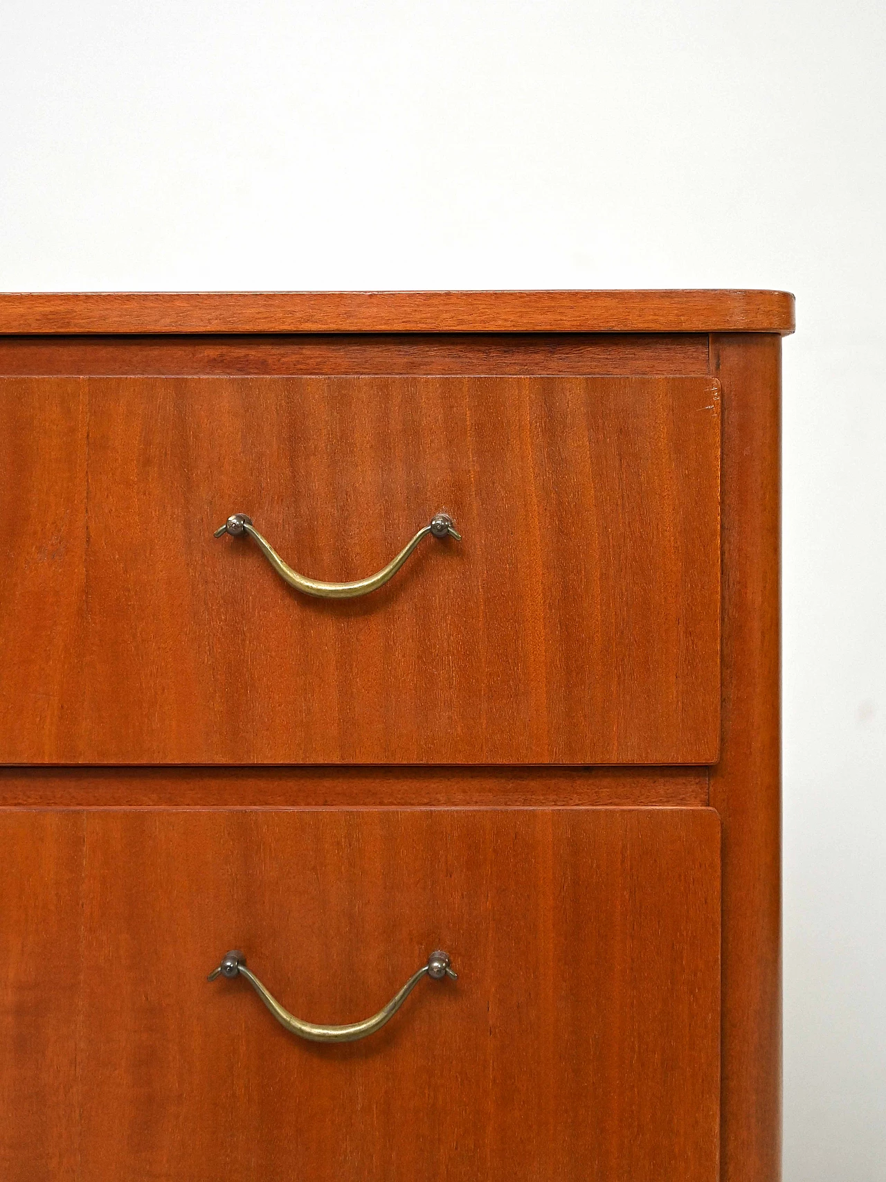 Scandinavian wooden chest of drawers with gilded handles, 1960s 6