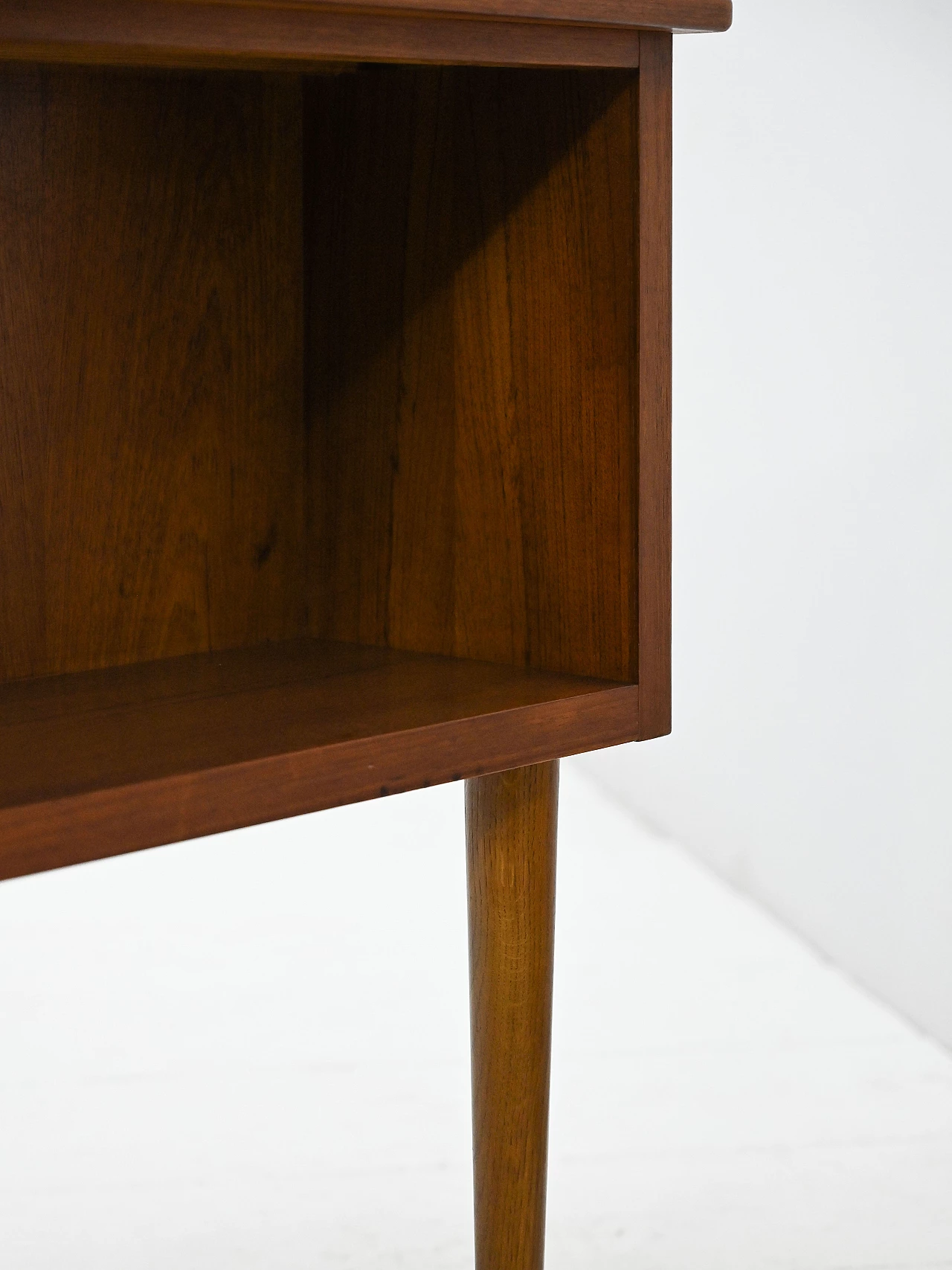 Danish teak desk with drawers and tapered legs, 1950s 12