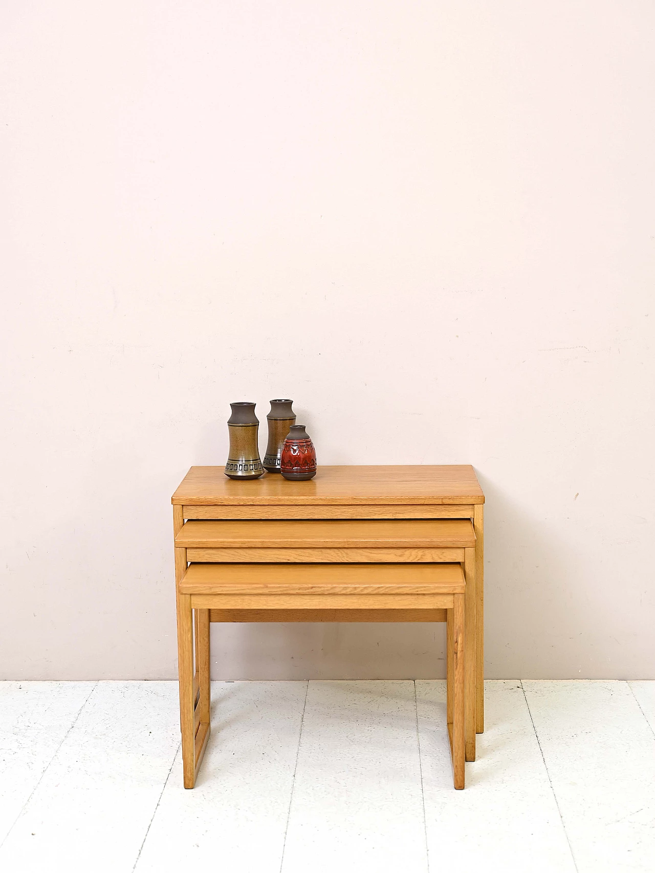3 Oak nesting tables, 1960s 1