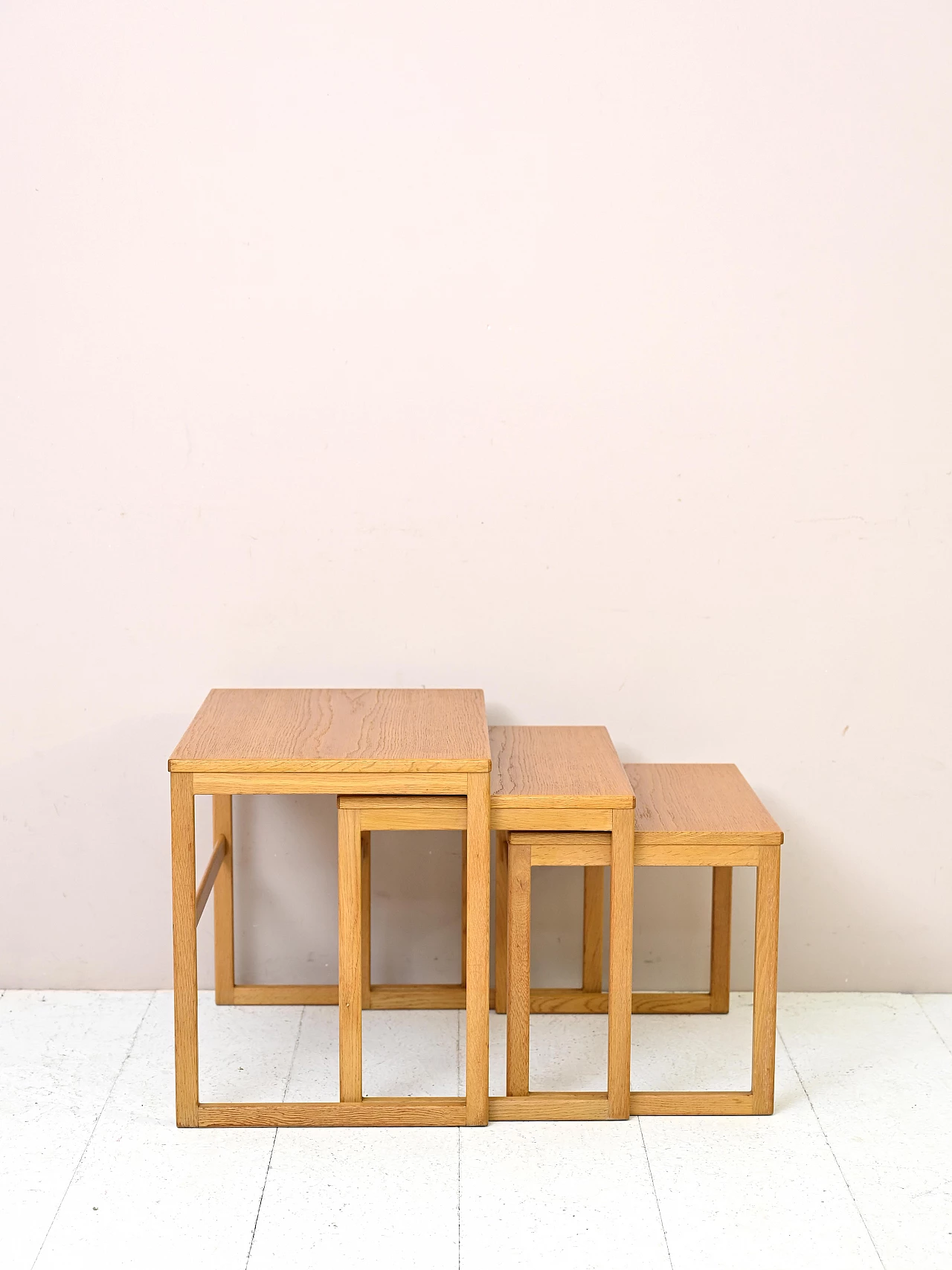 3 Oak nesting tables, 1960s 5