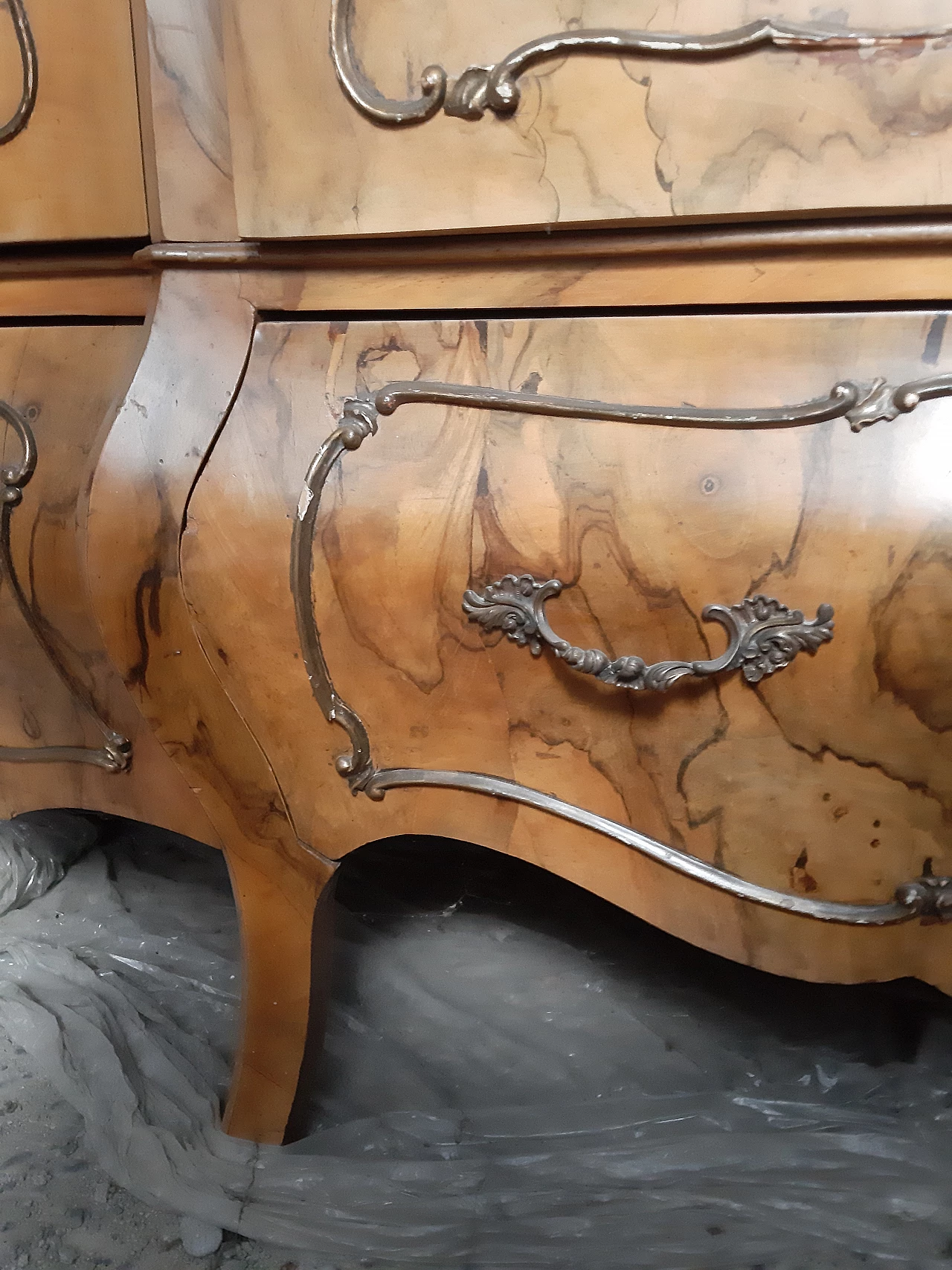 Walnut cabinet with three compartments and three drawers, 1920s 1