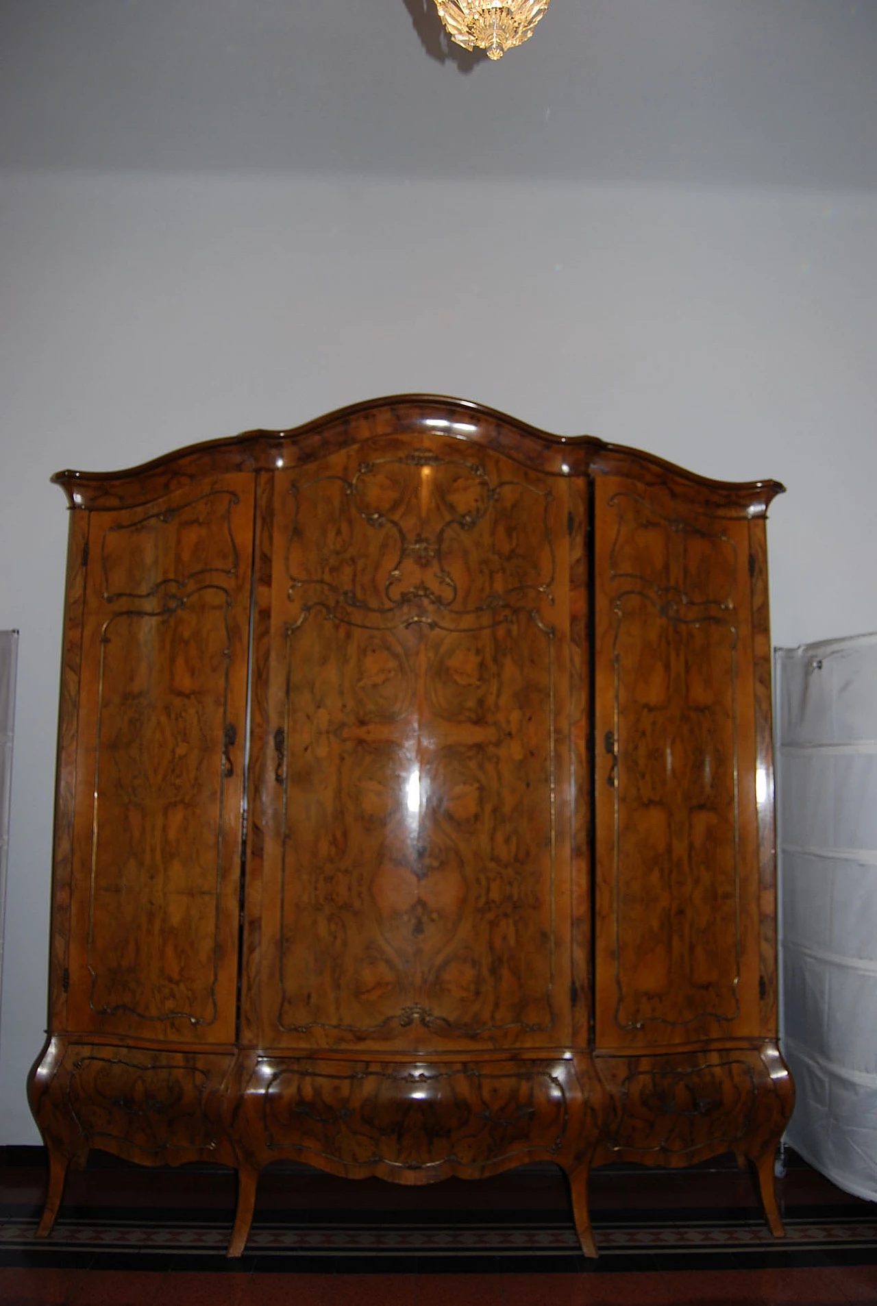Walnut cabinet with three compartments and three drawers, 1920s 6