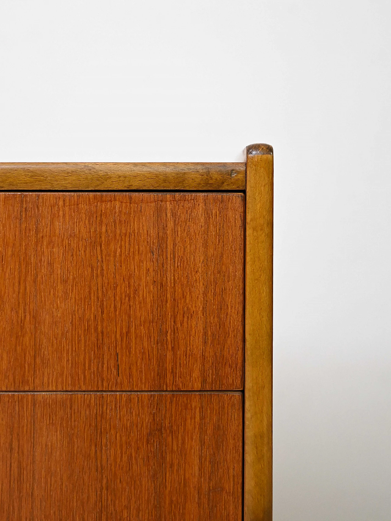 Scandinavian teak and birch bedside table with two drawers, 1960s 8