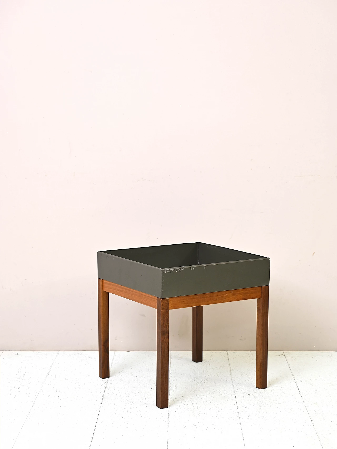 Fioriera scandinava in teak e metallo, anni '60 3