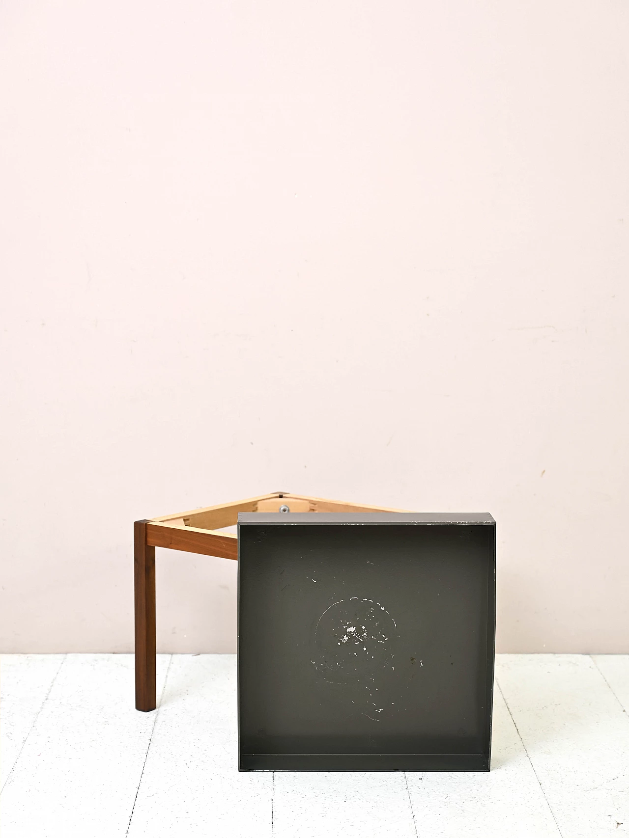 Fioriera scandinava in teak e metallo, anni '60 5