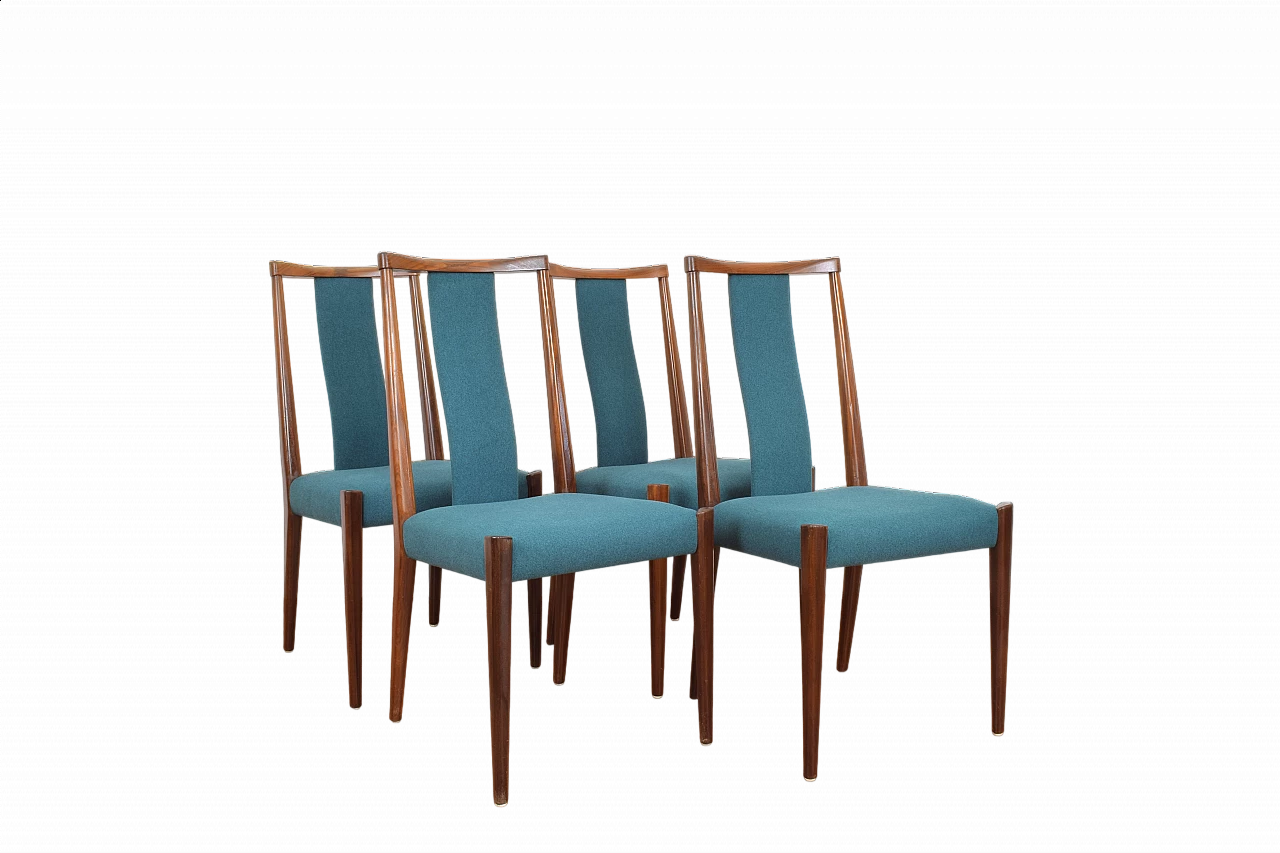 4 Danish solid teak dining chairs, 1960s 9