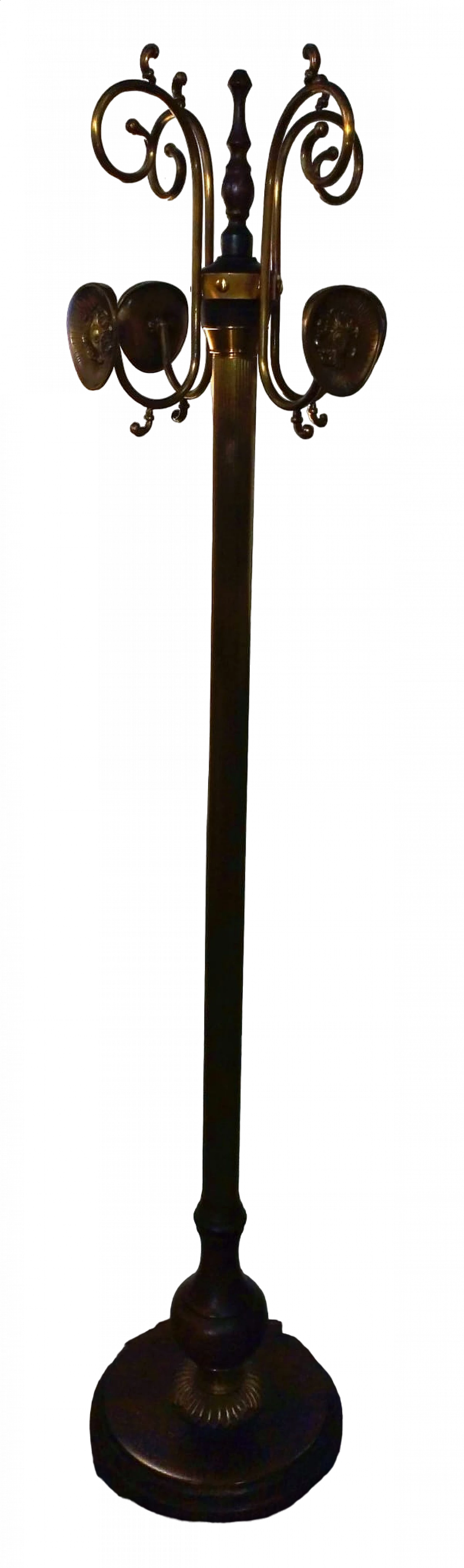 Appendiabiti in ottone e legno, anni '60 4