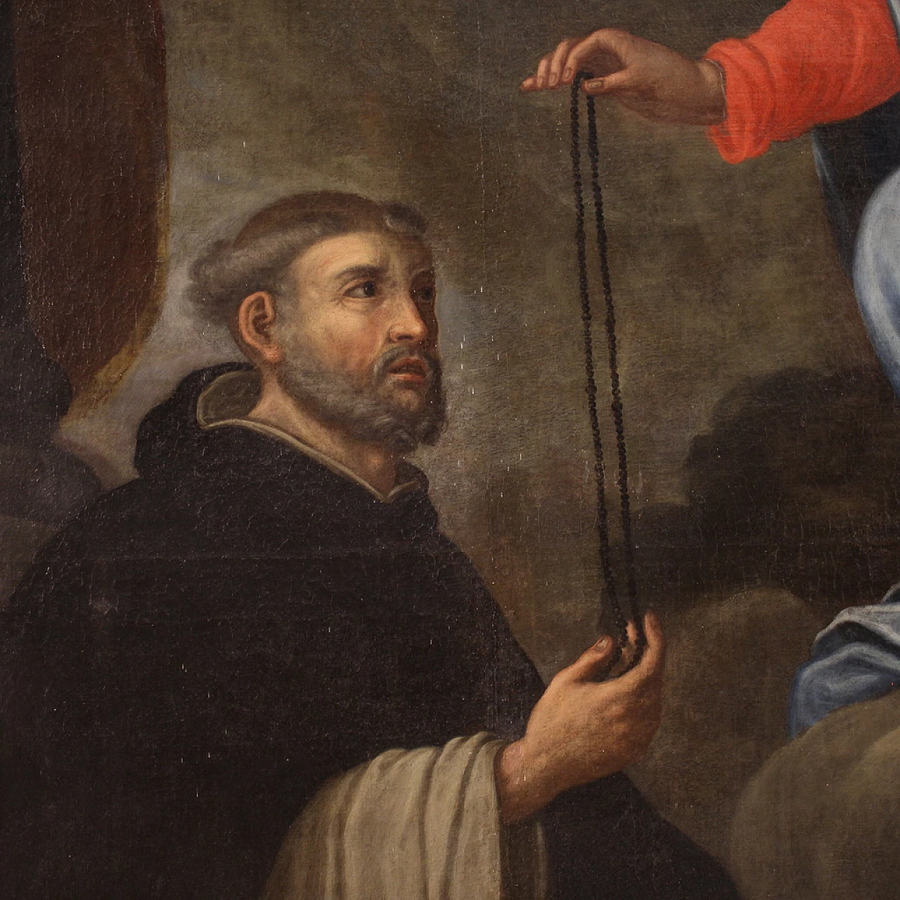 Delivery of the rosary to Saint Dominic of Guzmán, oil painting on canvas, 17th century 10