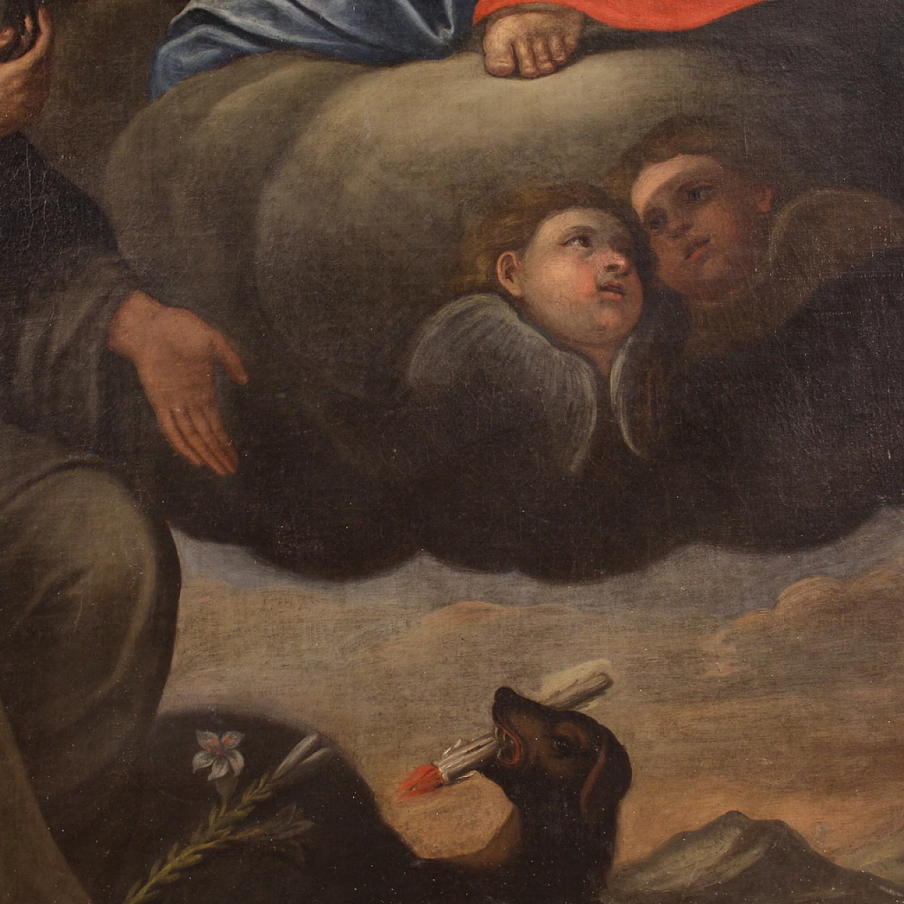 Delivery of the rosary to Saint Dominic of Guzmán, oil painting on canvas, 17th century 12