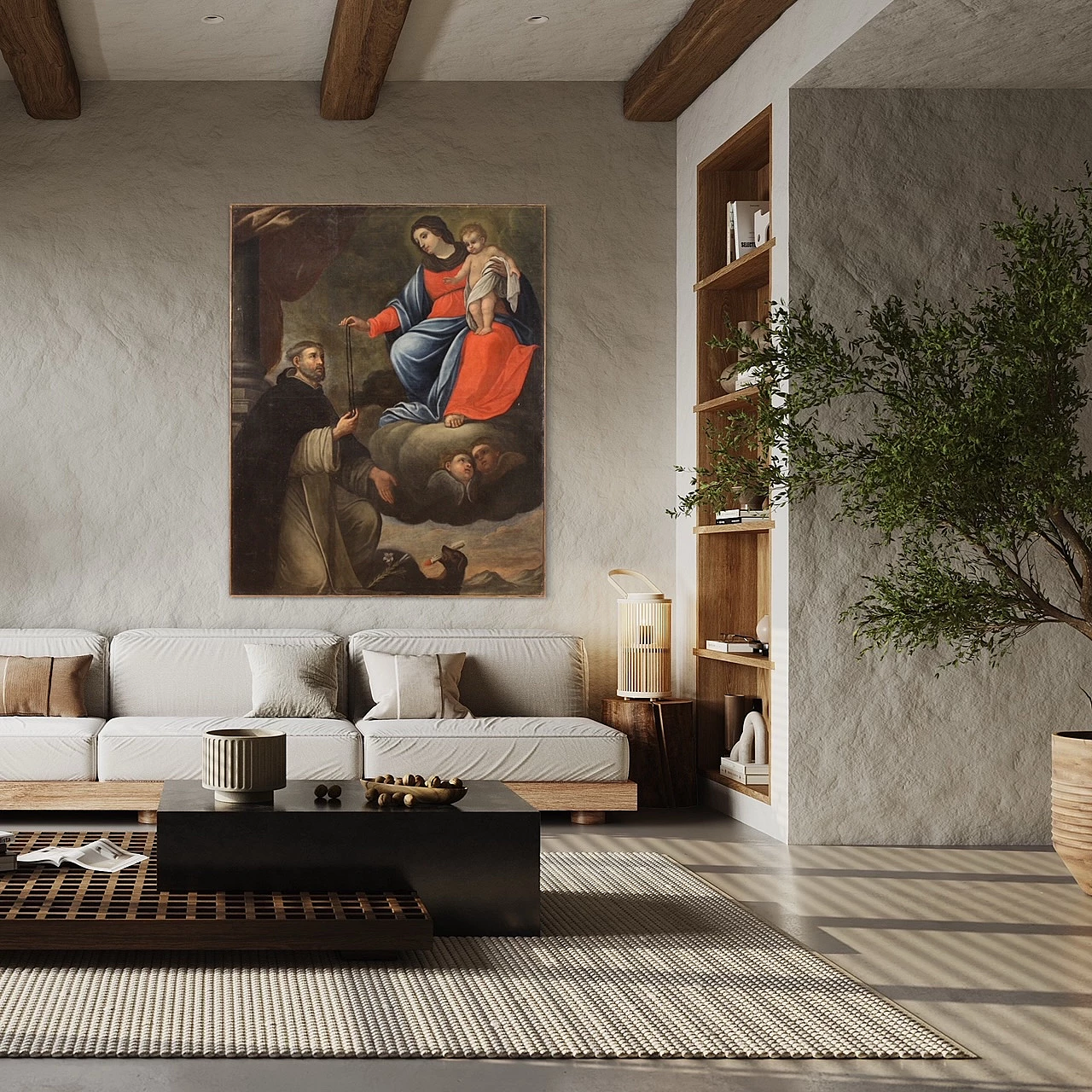 Delivery of the rosary to Saint Dominic of Guzmán, oil painting on canvas, 17th century 15