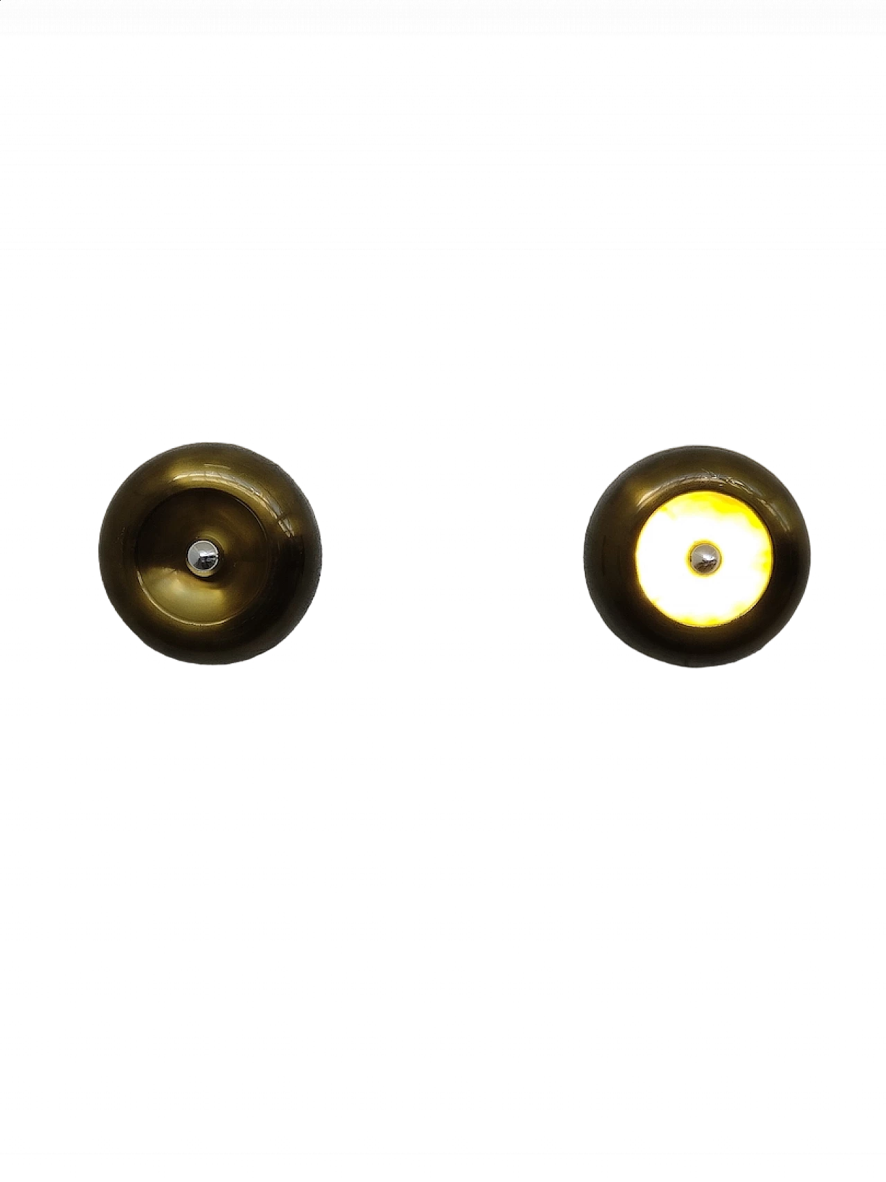 Pair of round brass wall lights, 1960s 11