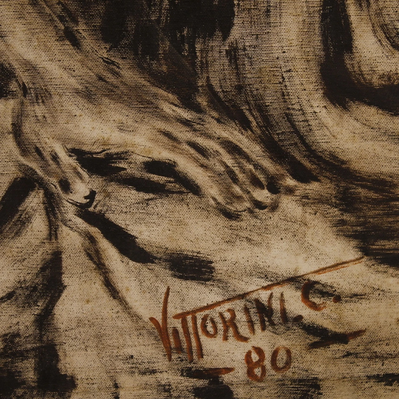 C. Vittorini, Allegory of the judgment of war soldiers, mixed media painting on canvas, 1980s 3