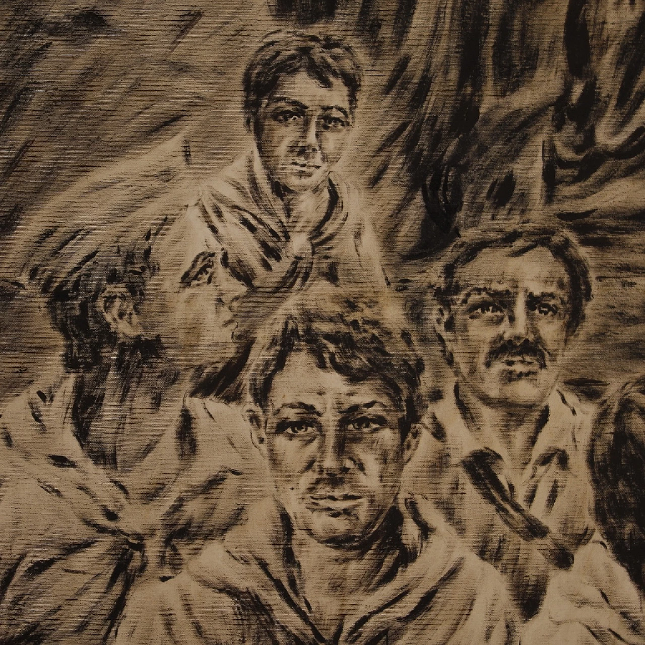 C. Vittorini, Allegory of the judgment of war soldiers, mixed media painting on canvas, 1980s 10