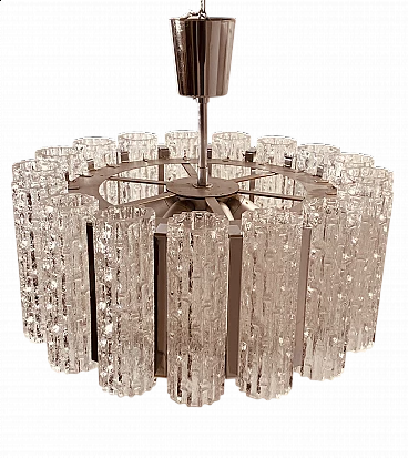 Murano glass and steel chandelier by Barovier & Toso, 1960s