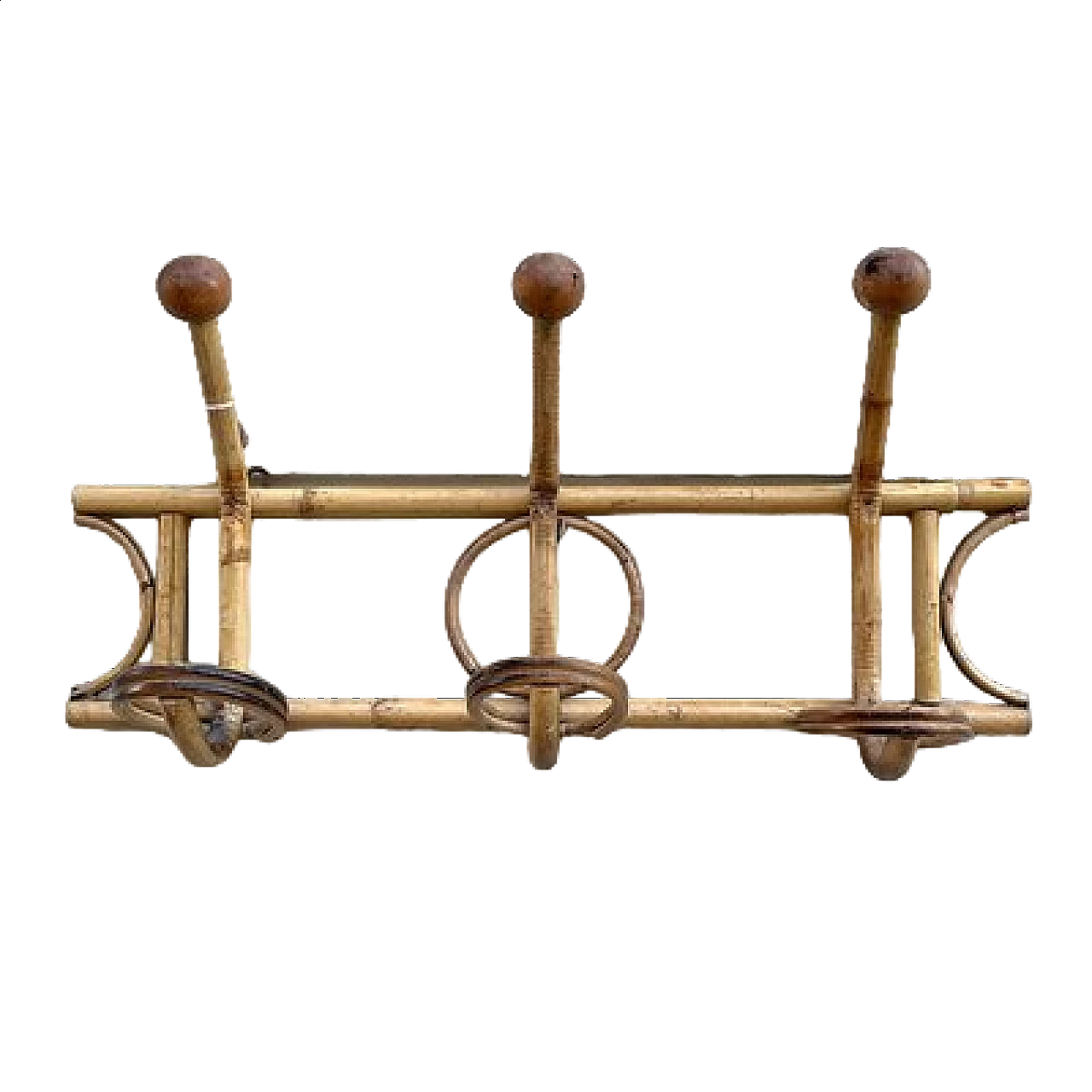 Appendiabiti a parete in bambù, anni '60 11