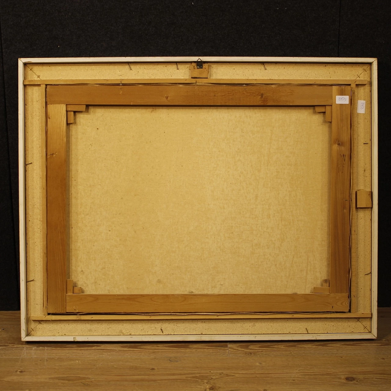 P. Baldini, veduta con barche e porto, dipinto a olio su tela 5