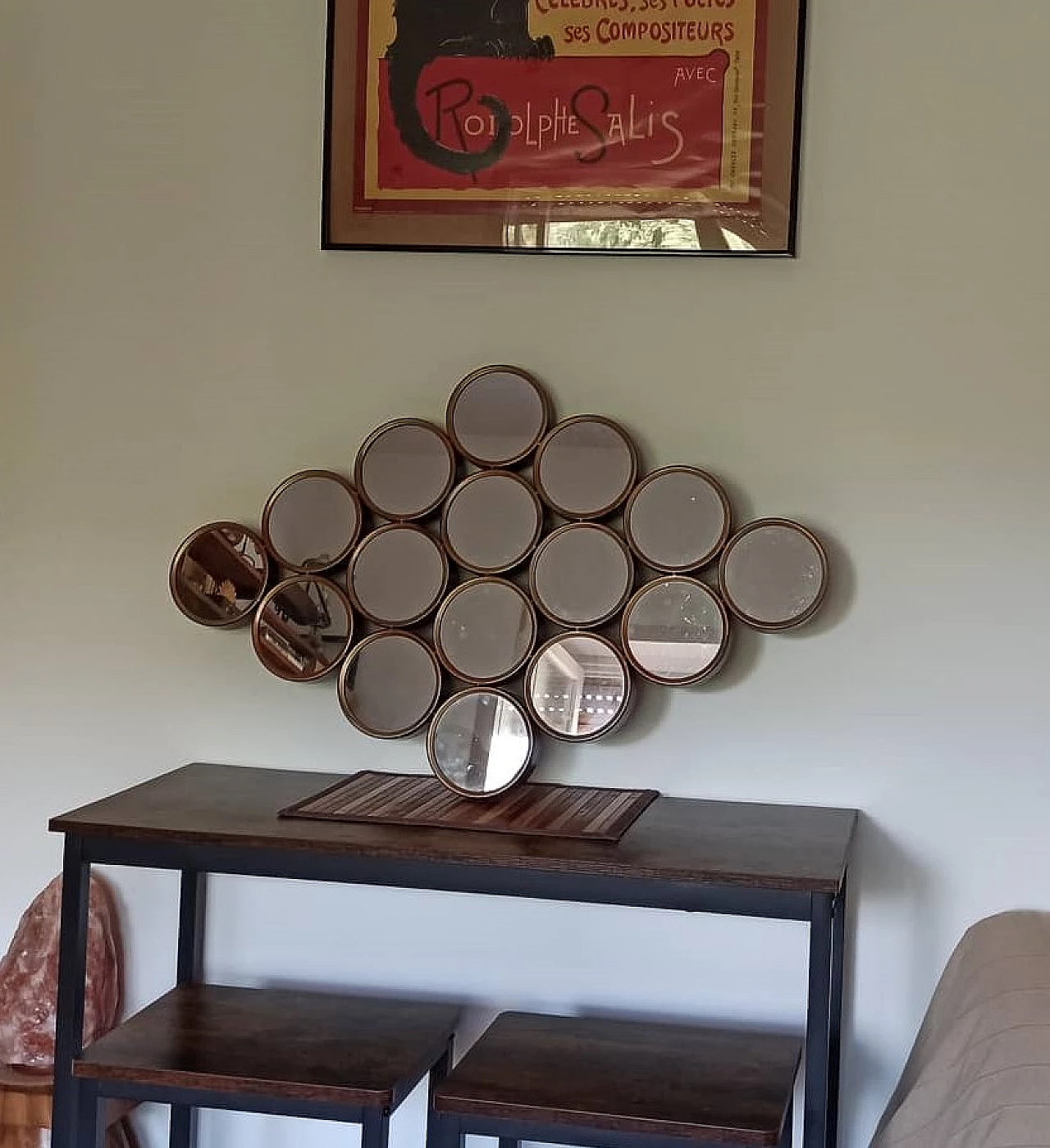 Specchio da parete romboidale in metallo anticato 4