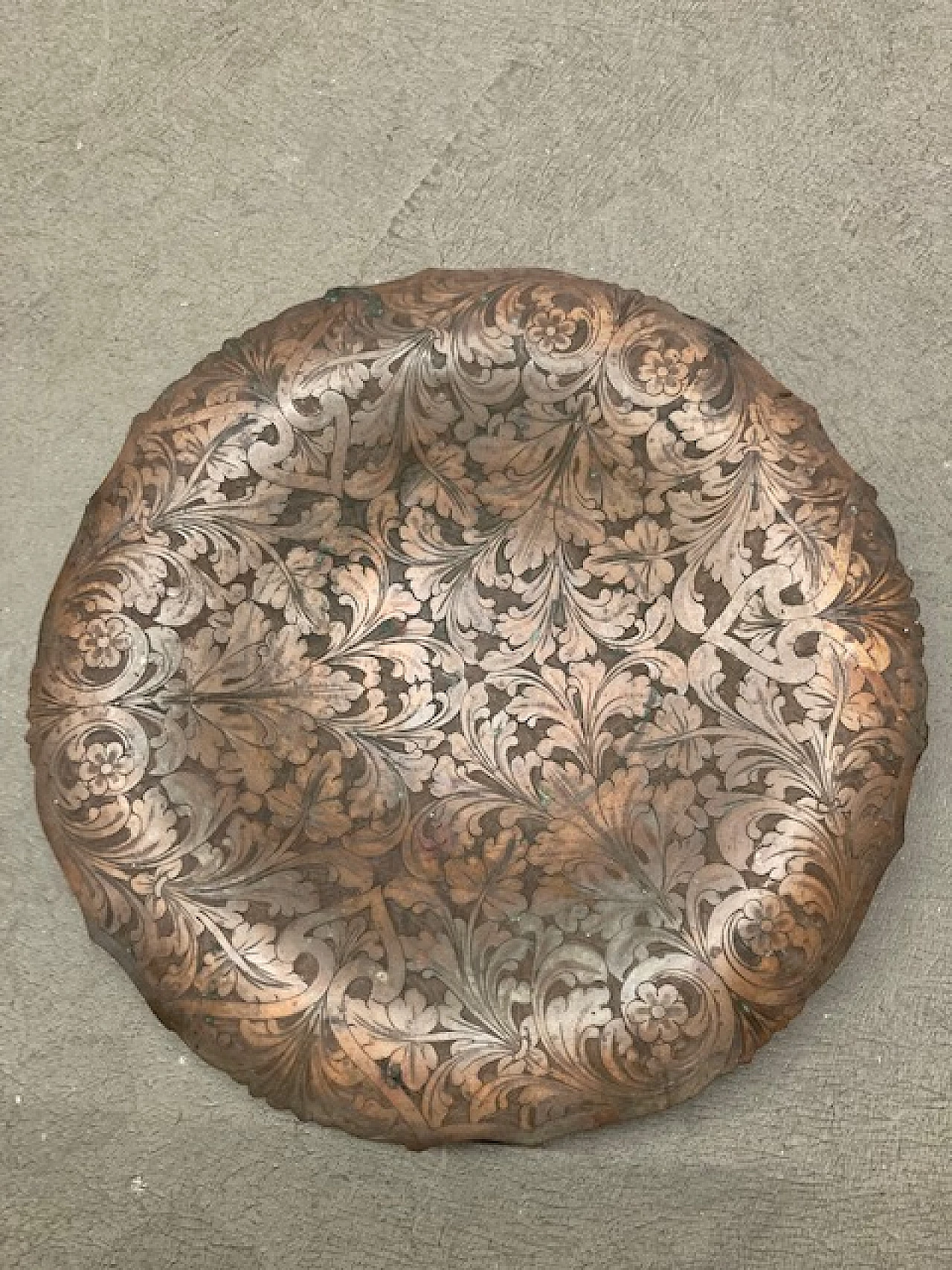 Copper centrepiece with floral embossing, 19th century 1