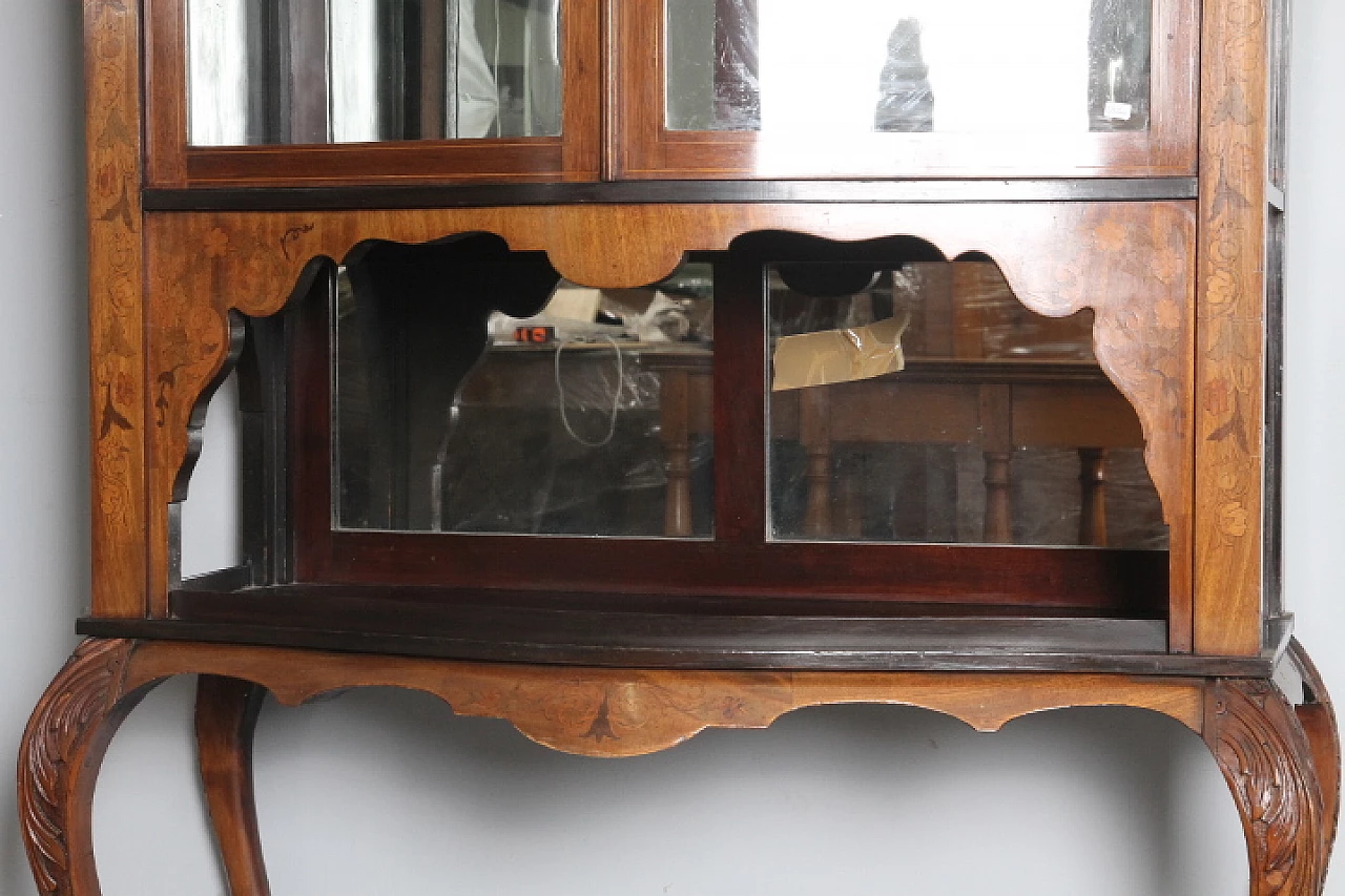 Dutch inlaid walnut glass cabinet, late 19th century 4